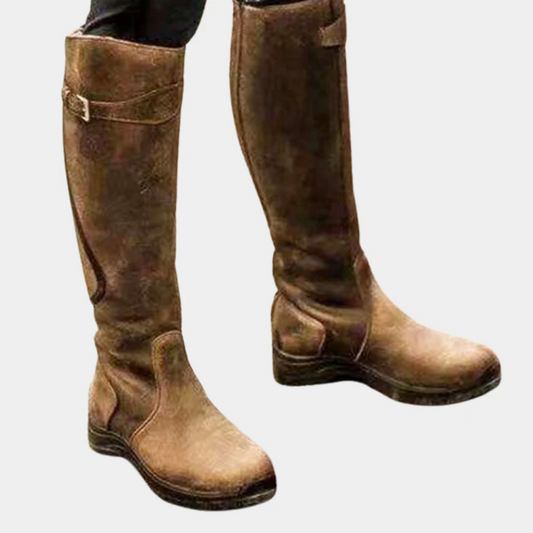 Bottes femme hauteur genou – Coupe slim – Déperlantes – Bride décorative boucle
