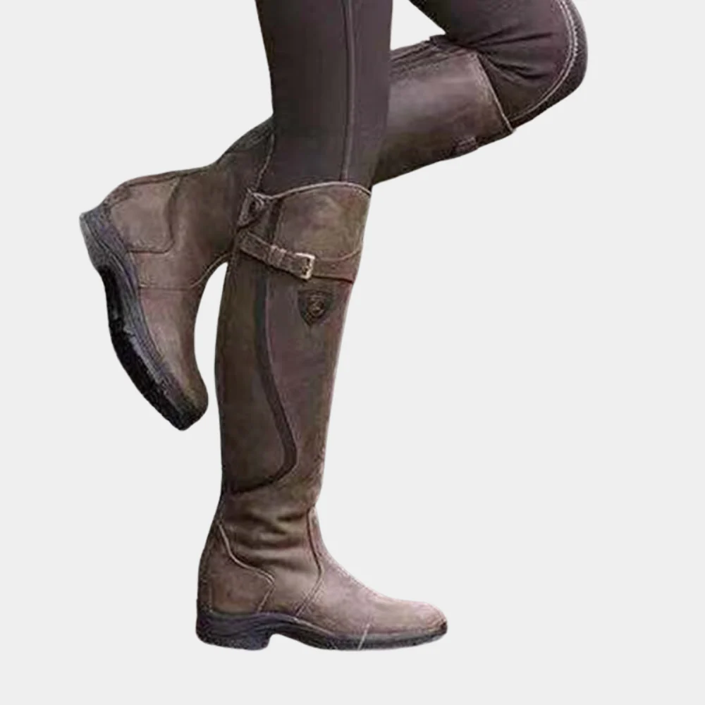 Bottes femme hauteur genou – Coupe slim – Déperlantes – Bride décorative boucle