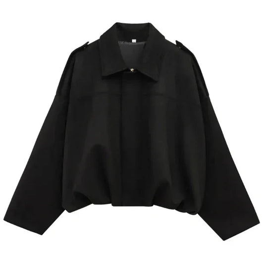 Blouson femme – Coupe courte – Col à revers – Fermeture zippée – Ourlet élastique