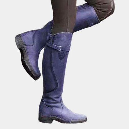 Bottes femme hauteur genou – Coupe slim – Déperlantes – Bride décorative boucle