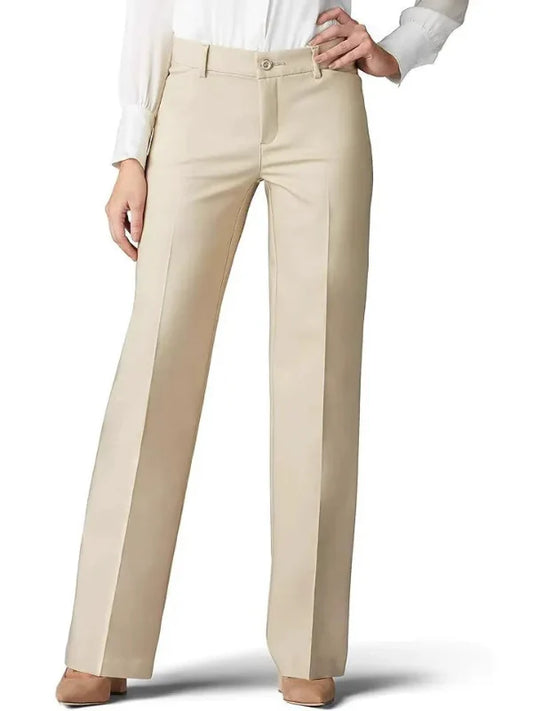 Pantalon flare femme – Taille haute – Coupe ajustée – Coton stretch – Longueur cheville