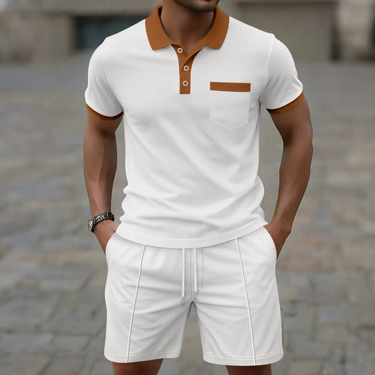 Ensemble Polo et Short Homme – Coupe Slim – Tissu Respirant – Demi-Zip – Cordon Ajustable