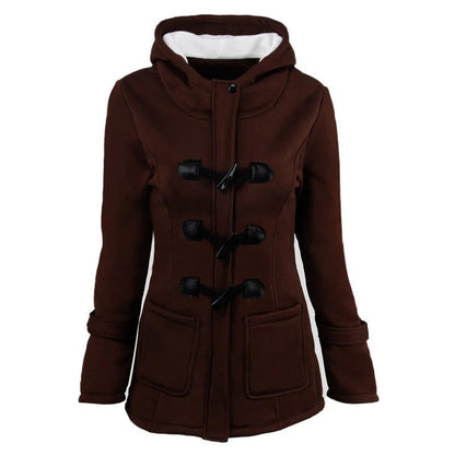 Veste à capuche femme – Coupe structurée – Mélange coton – Fermeture toggle vintage