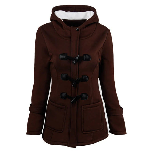 Veste à capuche femme – Coupe structurée – Mélange coton – Fermeture toggle vintage
