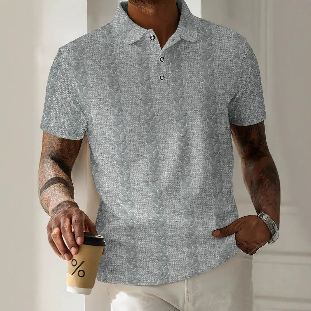 Polo homme – Coupe classique – Jacquard texturé – Patte de boutonnage classique