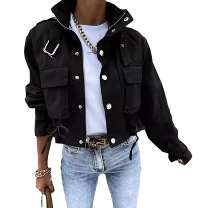 Veste courte femme – Coupe décontractée – Imprimé audacieux – Ourlet ajustable