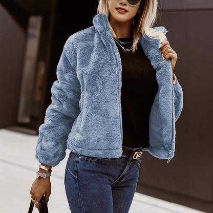 Gilet femme – Effet cuir doux – Coupe décontractée – Col montant – Zip frontal