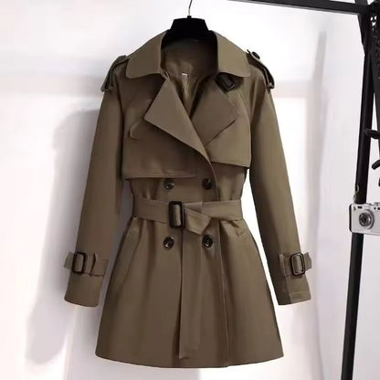 Trench femme – Coupe cintrée – Style officier – Coton – Ceinture ajustable