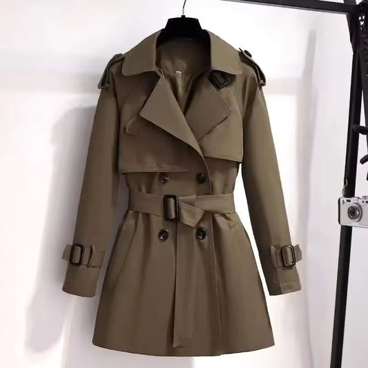 Trench femme – Coupe cintrée – Style officier – Coton – Ceinture ajustable
