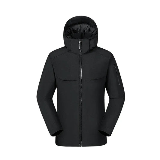 Homme Manteau - Tissu Tissé - Col Montant Capuche Intégrée - Longueur Hanche