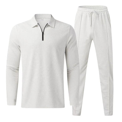 Ensemble homme – Coupe régulière – Col zippé – Coton – Pantalon fuselé – Taille cordon