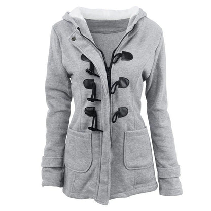 Veste à capuche femme – Coupe structurée – Mélange coton – Fermeture toggle vintage