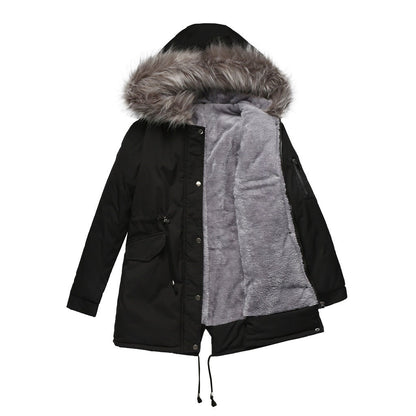 Manteau Parka Femme – Coupe Relax – Doublure Polaire – Capuche Fausse Fourrure – Mi-long
