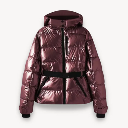 Veste matelassée femme – Coupe cintrée – Ceinture – Capuche – Fermeture zippée