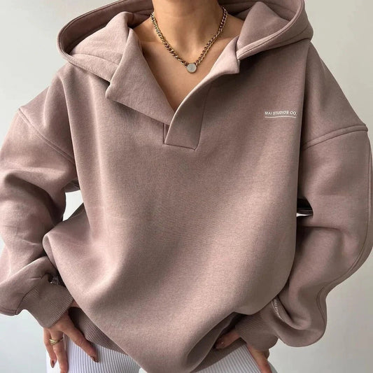 Sweat à capuche femme – Coupe oversize – Épaules tombantes – Mélange coton doux
