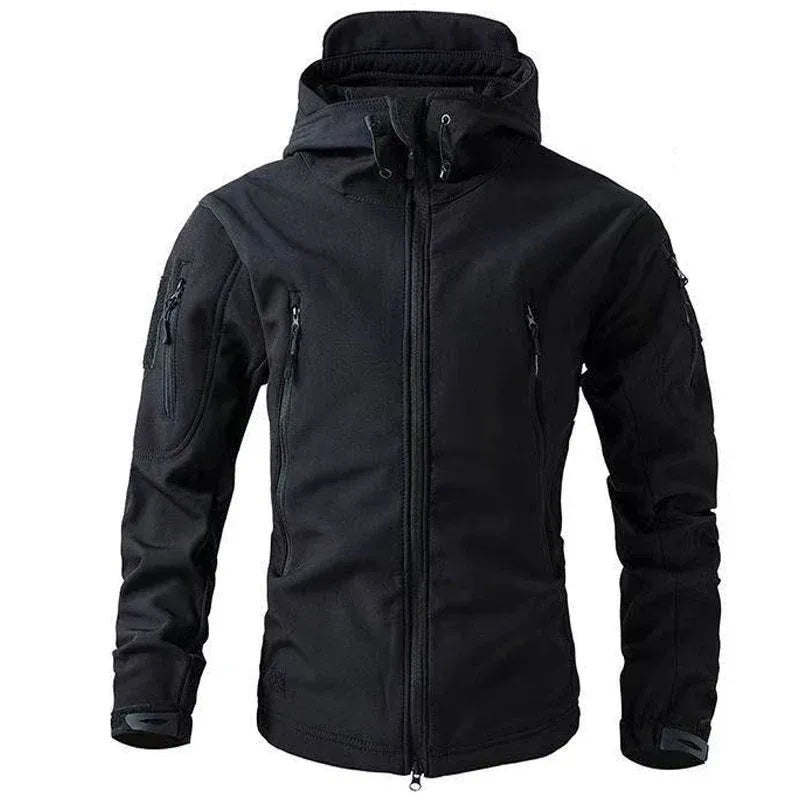 Homme Veste - Tissu Tissé Extensible - Col Montant Avec Capuche Ajustable - Longueur Hanche