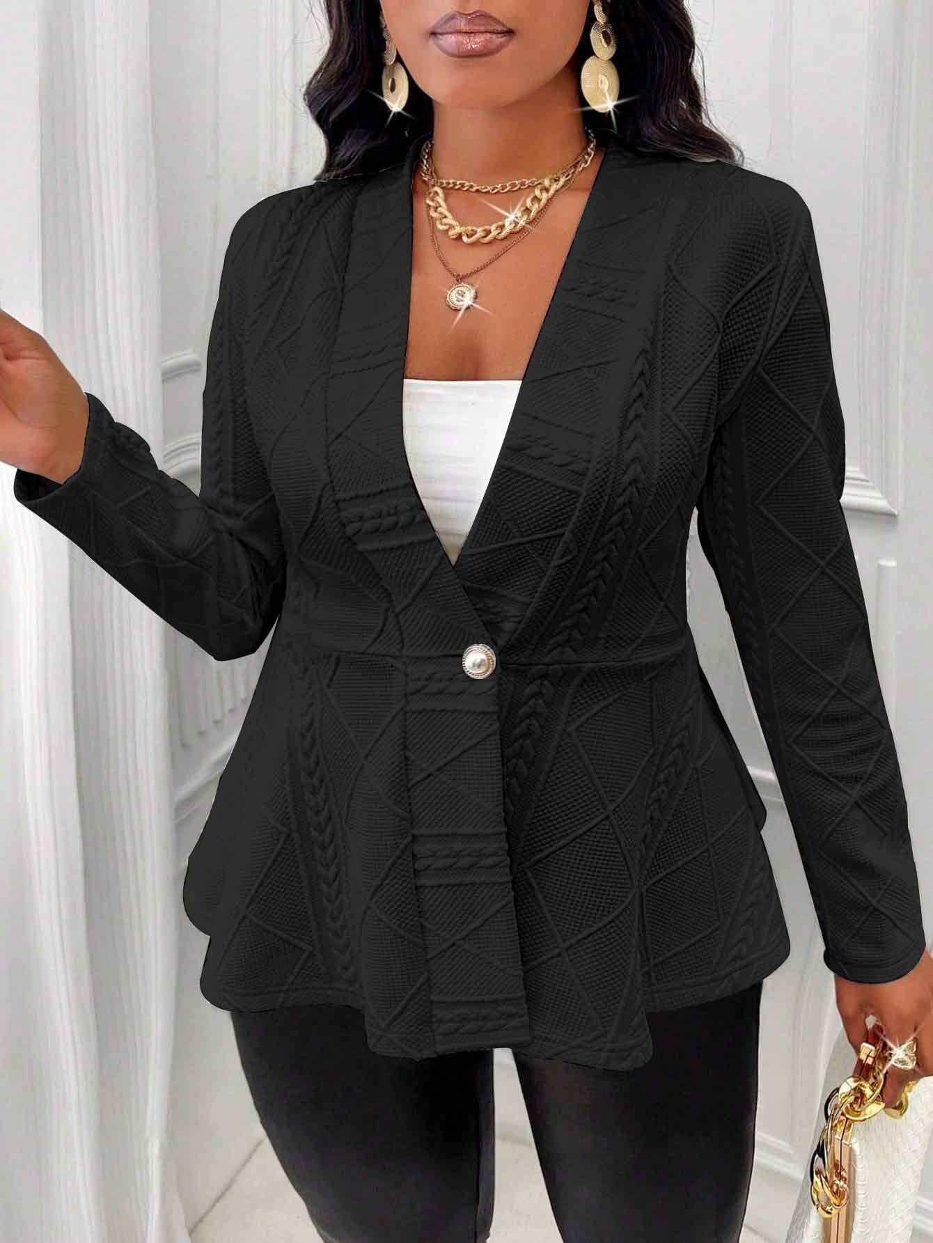 Veste blazer femme – Coupe cintrée – Tissu texturé – Fermeture un bouton