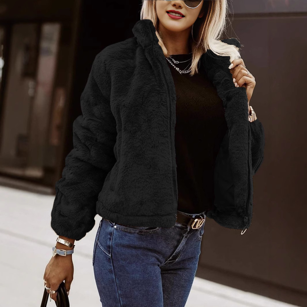 Gilet femme – Effet cuir doux – Coupe décontractée – Col montant – Zip frontal