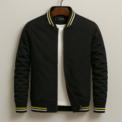 Blouson bomber homme – Coupe droite – Tissu léger – Fermeture zippée – Finition côtelée
