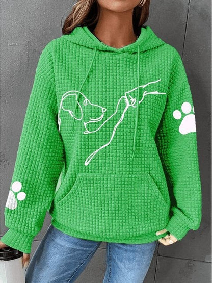 Sweat à capuche femme – Coupe décontractée – Texture matelassée – Motif chien