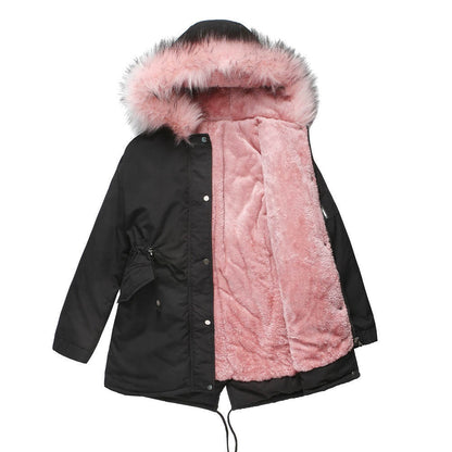 Manteau Parka Femme – Coupe Relax – Doublure Polaire – Capuche Fausse Fourrure – Mi-long