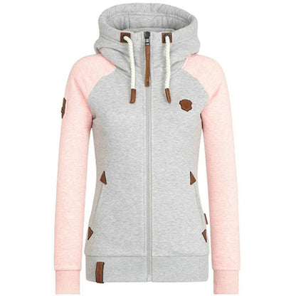 Sweat à capuche zippé femme – Coton doux – Coupe ajustée – Poignets côtelés