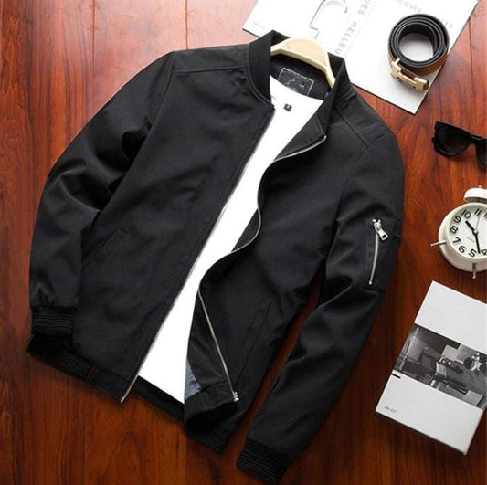 Blouson bomber homme – Coupe classique – Tissu déperlant – Poche zippée manche