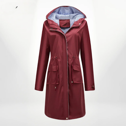 Manteau trench femme – Coupe slim – Capuche – Ceinture ajustable – Imperméable