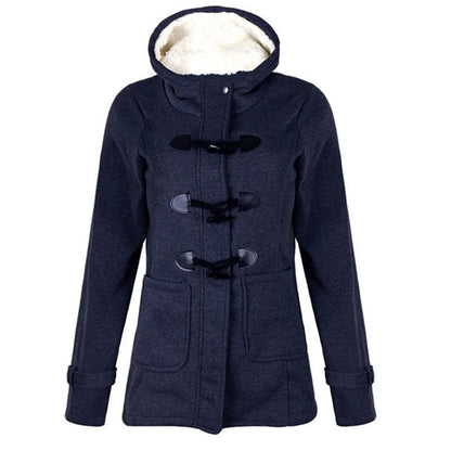 Manteau long femme – Laine mélangée – Coupe cintrée – Capuche – Fermeture brandebourg