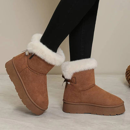 Bottes mi-mollet femme – Doublure fourrure – Semelle épaisse – Finition suédée