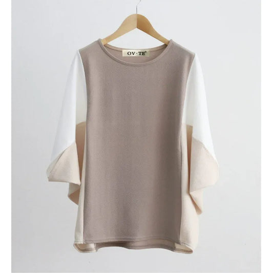 T-shirt femme – Coupe ample – Manches chauve-souris 3/4 – Maille douce respirante