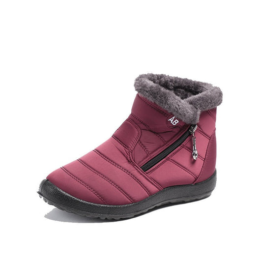 Bottines femme – Imperméables matelassées – Doublure fausse fourrure – Semelle plate