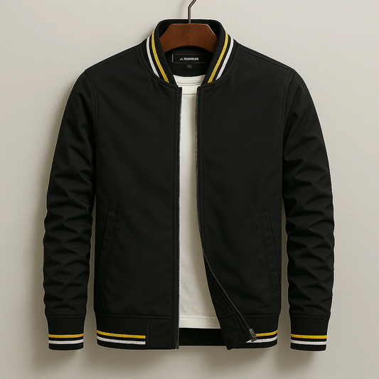 Blouson homme bomber – Coupe régulière – Matière légère – Finition côtelée zippée