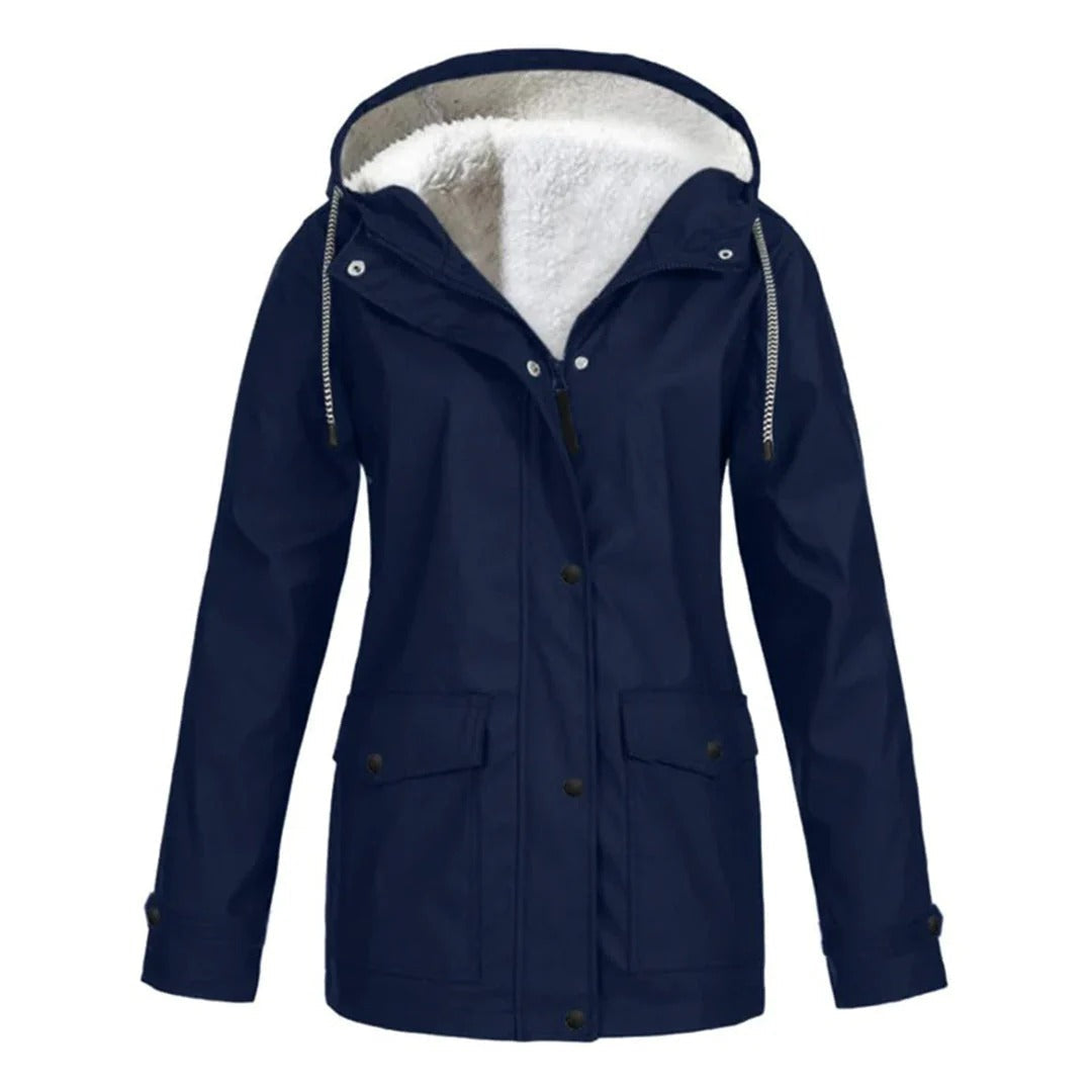 Manteau à capuche femme – Coupe ajustée – Doublure douce – Imperméable – Zip frontal