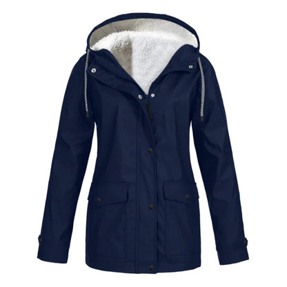 Manteau à capuche femme – Coupe ajustée – Doublure douce – Imperméable – Zip frontal