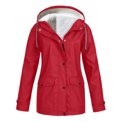 Manteau à capuche femme – Coupe ajustée – Doublure douce – Imperméable – Zip frontal