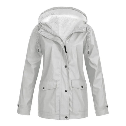 Manteau à capuche femme – Coupe ajustée – Doublure douce – Imperméable – Zip frontal