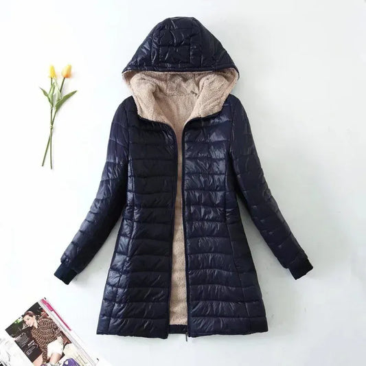 Veste matelassée femme – Coupe droite – Capuche – Doublée polaire – Déperlante