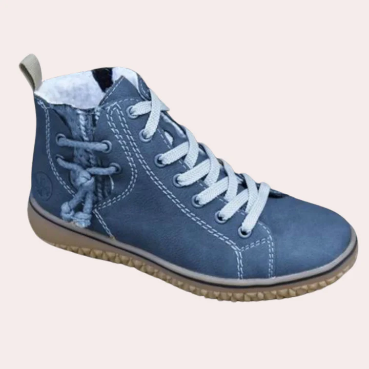 Bottes femme – Cuir lisse – Coupe ajustée – Lacets – Semelle crantée