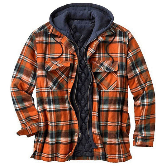 Veste Chemise Homme – Coupe Relax – Flanelle Matelassée – Capuche – Motif Carreaux