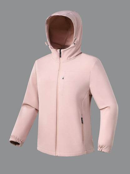 Femme Veste - Softshell Stretch - Coupe Regular - Capuche Ajustable - Manches Longues