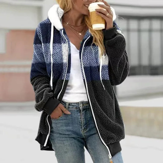 Veste sweat à capuche femme – Fleece doux – Coupe oversized – Fermeture zippée