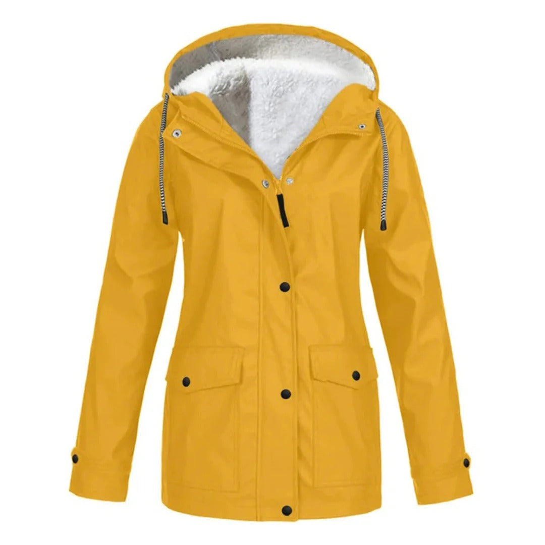 Manteau à capuche femme – Coupe ajustée – Doublure douce – Imperméable – Zip frontal