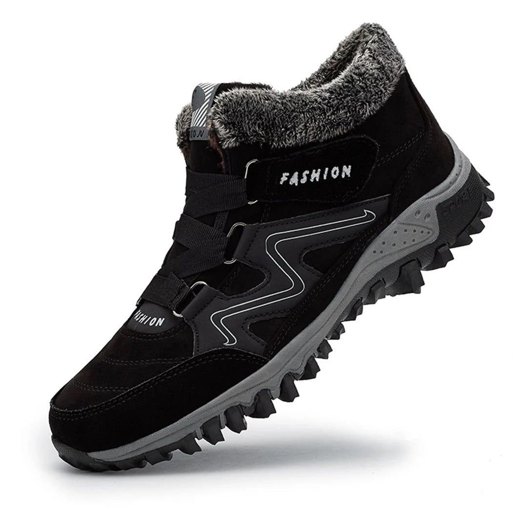 Bottines femme – Effet daim – Doublure fourrée – Semelle crantée – Lacets robustes