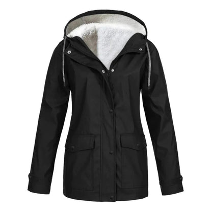 Manteau à capuche femme – Coupe ajustée – Doublure douce – Imperméable – Zip frontal