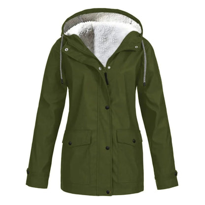 Manteau à capuche femme – Coupe ajustée – Doublure douce – Imperméable – Zip frontal