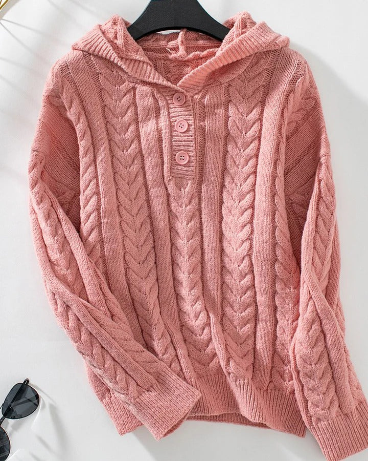 Femme Pull - Maille Douce - Coupe Décontractée - Col Capuche - Manches Longues