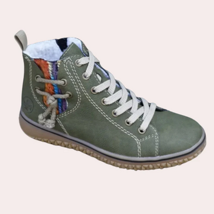 Bottes femme – Cuir lisse – Coupe ajustée – Lacets – Semelle crantée