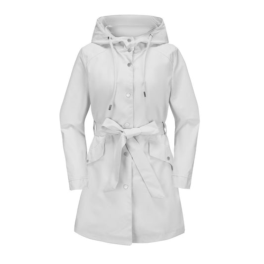 Veste coupe-vent femme – Déperlante – Ceinture ajustable – Capuche à cordon – Coupe décontractée