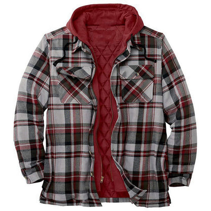 Veste Chemise Homme – Coupe Relax – Flanelle Matelassée – Capuche – Motif Carreaux